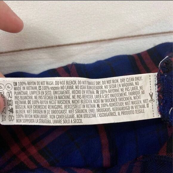 Forever 21 Womens Red & Blue Plaid Wrap Side Tie Crop Tops Size Large - Picture 6 of 9